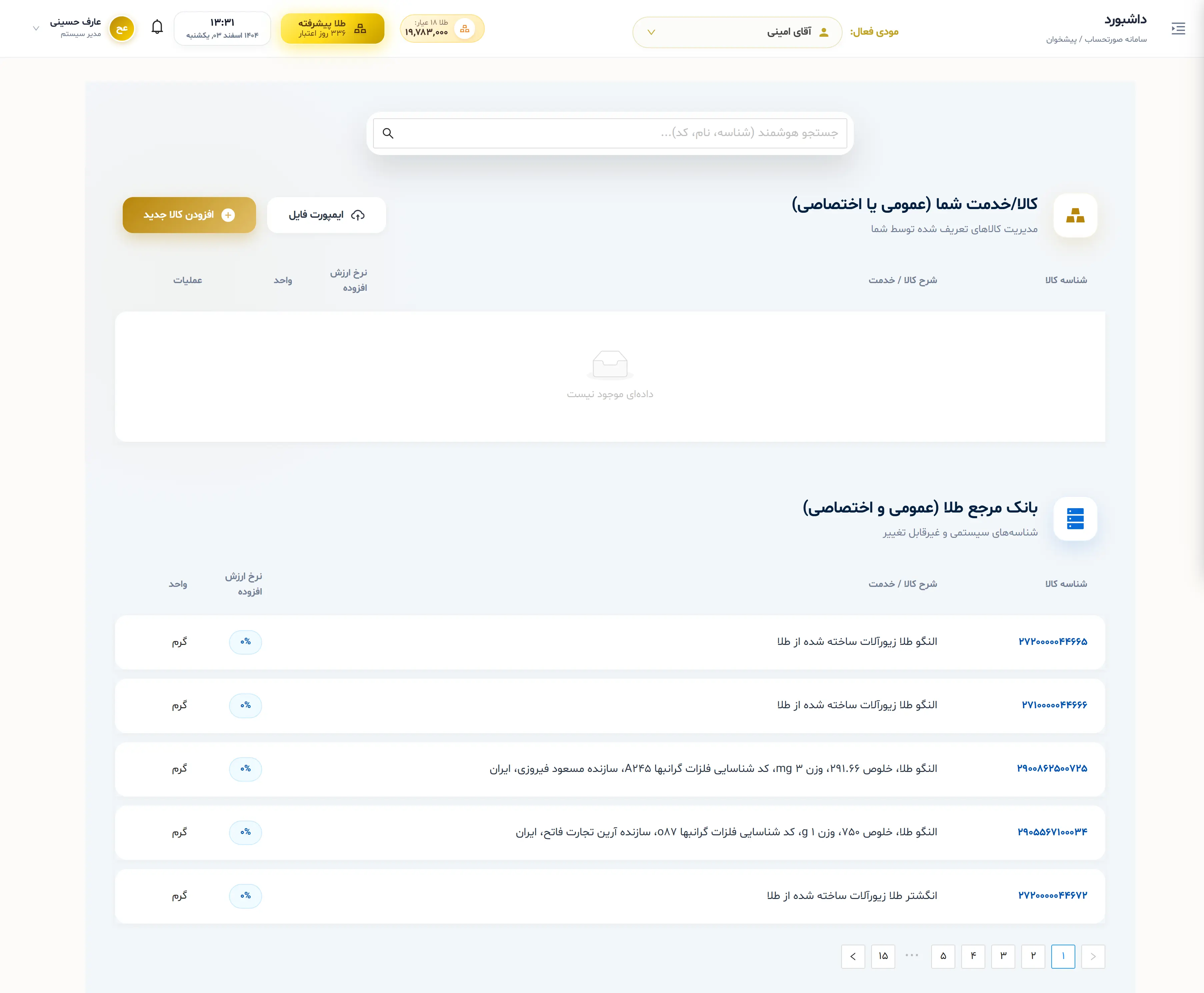 تعریف کالا و خدمات طلا